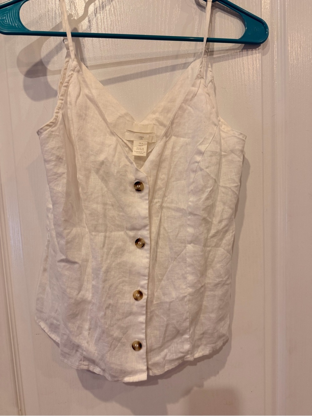 H&M White Linen Button-Front Cami